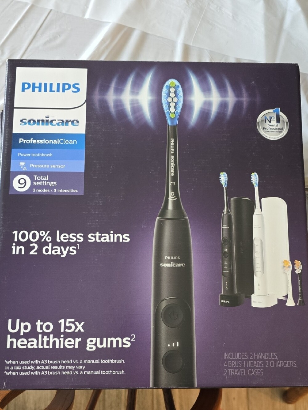 Philips Sonicare ProfessionalClean Electric Toothbrush -2pk Black And White - Picture 1 of 8